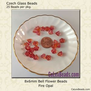 Bell Flower Beads:8x6mm Fire Opal [25]
