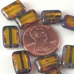 Rectangle Bead:8x12mm Fire, Opal Picasso [10]