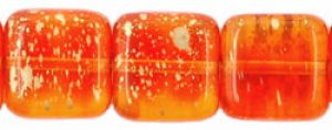 Czech Glass 9mm Flat Square Beads:Orange Sunshine Dust [25]