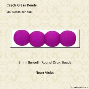 Druk Beads:3mm Violet, Neon [100]