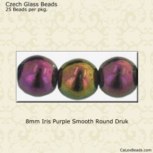 Druk Beads:8mm Purple, Iris [25]