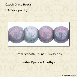 Druk Beads:3mm Amethyst, Luster Opaque [100]