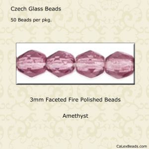 Fire Polished Beads:3mm Amethyst [50]