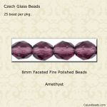 Fire Polished Beads:8mm Amethyst [25]