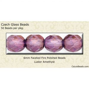 Fire Polished Beads:6mm Amethyst, Luster [50]
