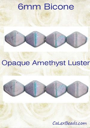 Bicone Beads, 6mm:Amethyst, Luster Opaque [50]