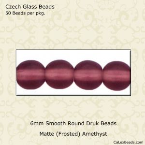 Druk Beads:6mm Amethyst, Matte [50]
