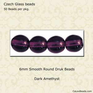 Druk Beads:6mm Amethyst [50]