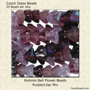 Bell Flower Beads:8x6mm Purple/Lilac Mix [25]