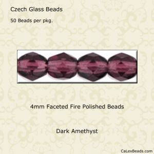 Fire Polished Beads:4mm Dark Amethyst [50]