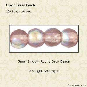 Druk Beads:3mm Light Amethyst, AB [100]