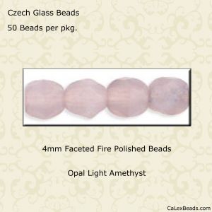 Fire Polished Beads:4mm Light Amethyst, Opal [50]