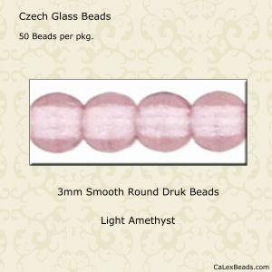 Druk Beads:3mm Light Amethyst [100]