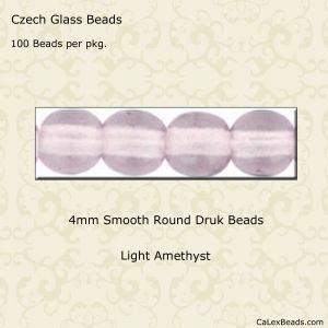 Druk Beads:4mm Light Amethyst [100]