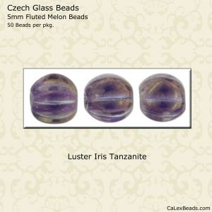 Melon Beads 5mm:Tanzanite, Iris Luster [50]