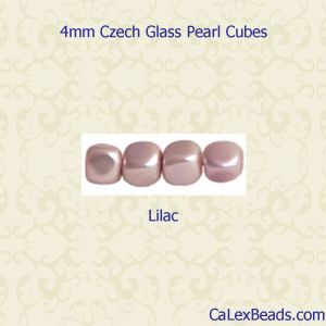 Pearl Beads 4mm Cube:Lilac [50]