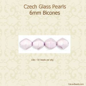 Pearl Beads 6mm Bicone:Lilac [100]