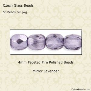 Fire Polished Beads:4mm Lavender, Mirror [50]