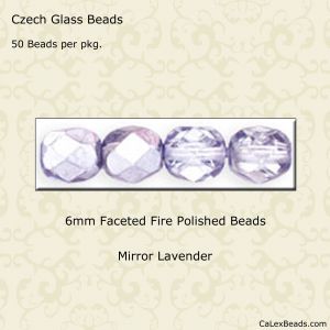 Fire Polished Beads:6mm Lavender, Mirror [50]