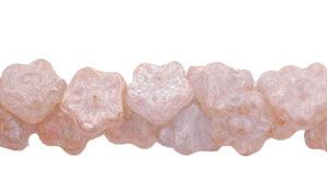 Czech Glass 7mm Button Flower Beads:Opal Lavender Luster Stone Topaz [50]