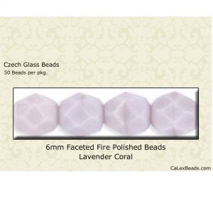 Fire Polished Beads:6mm Lavender, Coral [50]