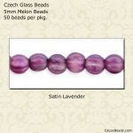 Melon Beads 5mm:Lavender, Coated Satin [50]
