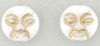 Czech Glass 9mm Moon Face Beads:Opaque White Gold Inlay [25]