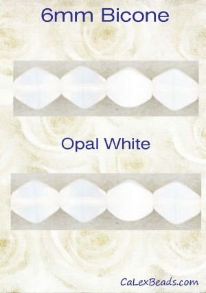 Bicone Beads, 6mm:White Opal [50]