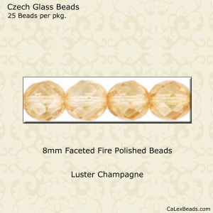 Fire Polished Bead:8mm Champagne, Luster [25]