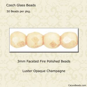 Fire Polished Beads:3mm Champagne, Luster Opaque [50]
