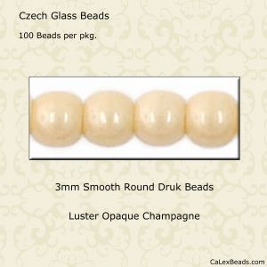 Druk Beads:3mm Champagne, Luster Opaque [100]