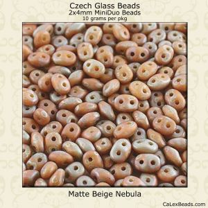 MiniDuo Beads, 2x4mm:Beige, Matte Nebula [10g]