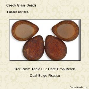 Teardrop Beads:16x12mm Beige, Opal Picasso [4]