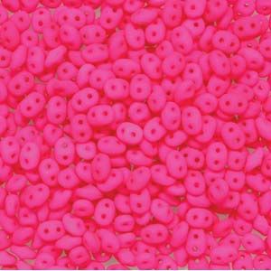 SuperDuo Beads, 2.5x5mm Pink Neon [10g]