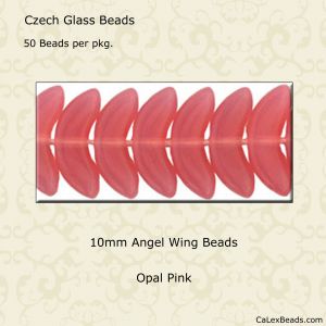 Angel Wing Beads:10mm Pink, Opal [50]