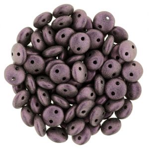 Lentil 2-Hole 6mm Beads, Pink Metallic Suede [50]