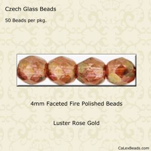 Fire Polished Beads:4mm Rose Gold, Luster [50]