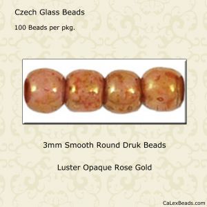 Druk Beads:3mm Rose Gold, Luster Opaque [100]
