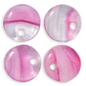 Czech Glass 6mm Lentil Beads:Pink/Crystal [50]