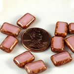 Rectangle Bead:8x12mm Coral Pink Picasso [10]