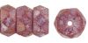 Fire Polished 6x3mm Faceted Rondell Beads:Luster Stone Pink [50]