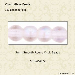 Druk Beads:3mm Rosaline, AB [100]
