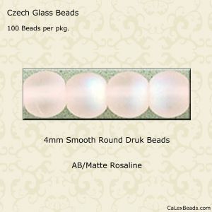 Druk Beads:4mm Rosaline, AB/Matte [100]