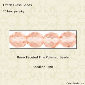 Fire Polished Beads:8mm Rosaline [25]