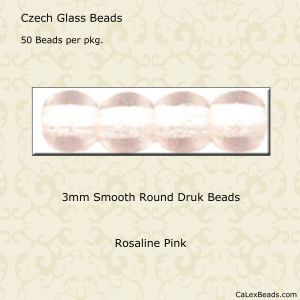 Druk Beads:3mm Rosaline [100]