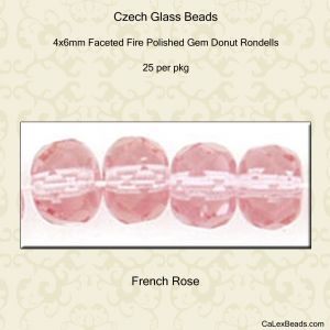 Gem Donut 4x6mm:French Rose, Transparent [25]