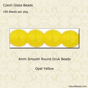 Druk Beads:4mm Yellow, Opal [100]