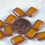 Rectangle Bead:8x12mm Yellow, Opal Picasso [10]