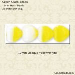 Heart Beads 10mm:Yellow/White, Opaque [25]