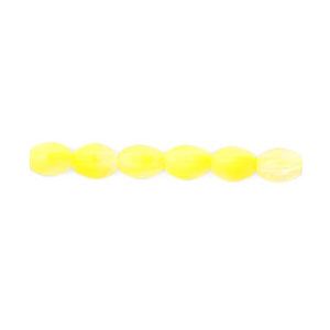 Czech Glass 5x3mm Pinched Oval Beads:Lemon/White [50]